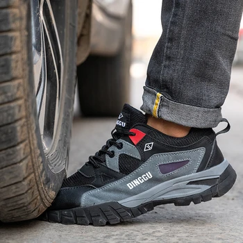 Waliantile Erkekler Erkek güvenlik ayakkabıları Botları İnşaat Açık kaymaz iş ayakkabısı Çelik Ayak Anti-smashing Güvenlik Sneakers Ayakkabı