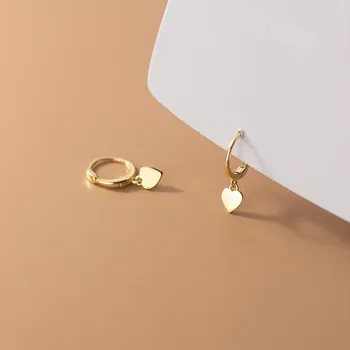 WANTME 925 Ayar Gümüş Minimalist Parlak Tatlı Aşk Kalp Kolye Küpe Kadınlar için Moda Çift Huggies Takı Hediye