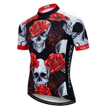 Weimostar Gül Kafatası Bisiklet Jersey Yaz Bisiklet Gömlek Pro Team Bisiklet Jersey Anti-ter mtb Jersey Nefes Bisiklet Giyim