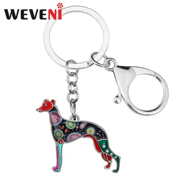 Wevenı Emaye Metal Whippet Köpek anahtar zincirleri Anime Hayvan anahtarlıklar Çanta Araba Anahtarlık Takı Kadınlar Için Kız Pet Severler Hediyeler
