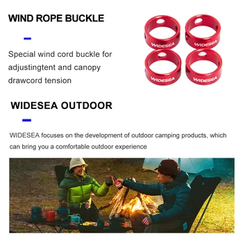Widesea 4 adet Kamp Yuvarlak Çadır Rüzgar Halat Toka Ayarlanabilir Yürüyüş Alüminyum Alaşımlı Kordon Tokaları Ekipmanları Açık Aksesuar