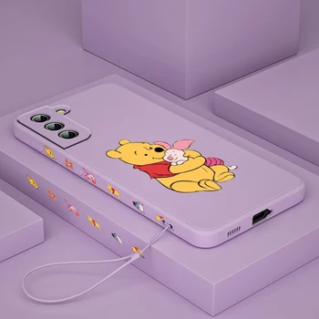 Winnie the Pooh Disney Ayı Samsung Galaxy S22 S21 S20 S10 Not 20 10 Ultra Artı Pro FE Lite 5G Sıvı Sol Halat telefon kılıfı
