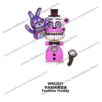 WM6074 WM6097 mini tuğla FNAF Oyunu Şekil Chica Bonnie Foxy Freddy Ayı Kabus Erkek Bebek İskelet Gerilim Montaj Oyuncaklar hediye