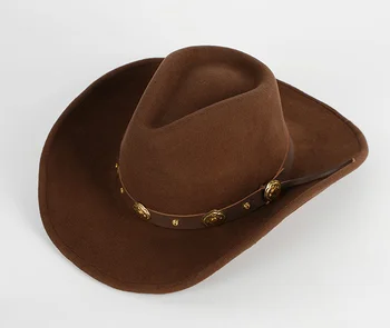 X4006 100 % Yün kovboy şapkaları Yumuşak kovboy şapkası Binicilik Şapka Geniş Ağız Yün fötr şapkalar Unisex Yün fötr şapkalar