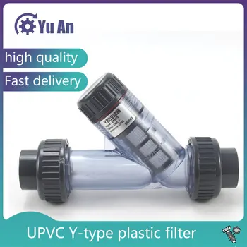Y Tipi Şeffaf UPVC Filtre Görünür Akvaryum Su Borusu Filtresi Mikro Sulama Sistemi pompa filtresi Ev Su Kaynağı 1 Adet