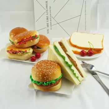 Yapay Hamburger Simülasyon Modeli Süsler Sahte Kek Ekmek Odası Fotoğraf Sahne Noel Pencere Dekor Klasik Hamburger