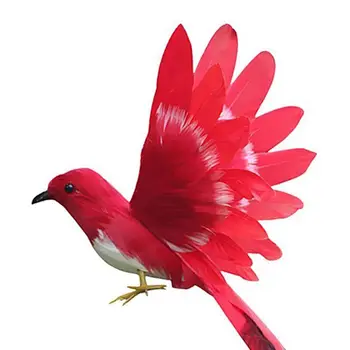 Yapay Kuş Tüyleri Plastik Heykelcik Peyzaj Süs Bahçe Dekor Noel DIY Cadılar Bayramı - #3(Kırmızı kuyruk), 28 * 5 * 3cm