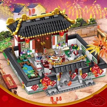 Yapı Taşları Çin Yeni Yılı Eğlenceli noel Arifesi model seti Çocuk Eğitim Dıy Montaj Tuğla Çocuk Oyuncakları Uyumlu R17