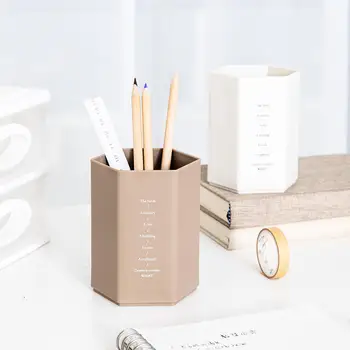 Yaratıcı Altıgen Tasarım kalemlik Büyük Kapasiteli Kalem Kalem Pot Fırça Saklama Kabı Kutusu Plastik Kırtasiye masa düzenleyici