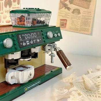 Yaratıcı Klasik Retro Kahve Makinesi Modeli Yapı Taşları MOC Mini Kahve Makinesi Tuğla Oyuncaklar Çocuklar için Yetişkin Hediyeler