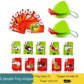 Yaratıcı kurbağa dil yapıştırma maskesi interaktif tahta oyunu oyuncak ebeveyn çocuk bulmaca oyunu sahne parodi üfleme