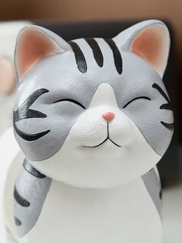 Yaratıcı sevimli kedi masaüstü karikatür rulo kağıt havlu tutucu yaratıcı dekoratif peçete kutusu ücretsiz delikli doku tutucu süsler