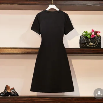 Yaz 2023 Gevşek Artı Boyutu 4XL Kadın Elbiseler Baskı Uzun Kollu Bayanlar Vestido Patchwork Siyah Elbise Elbise Kadın Giysileri KE817