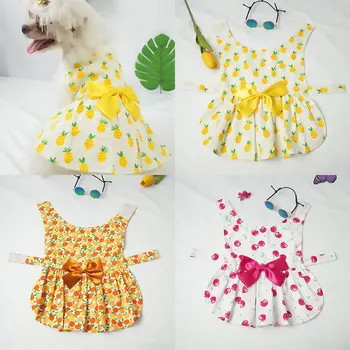 Yaz Baskılı Pet Köpek Pamuk Elbise Sevimli Prenses Etekler Pet Elbise Küçük Orta Köpekler İçin Etek Köpek Gelinlik York Giysileri