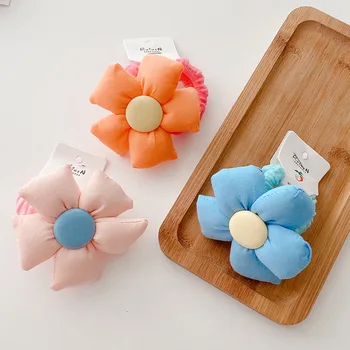 Yaz Dokuma Kawaii Kravat Şapkalar Kore Tarzı 3D Çiçek Elastik Kauçuk Saç Bantları Bebek Kız Headdress Çocuk Aksesuarları