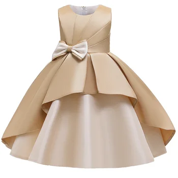 Yaz Doğum Günü gelinlik Prenses Elbise Zarif Yay Aplike Kız Çocuk Giyim Çocuk Parti Kız Giysileri İçin