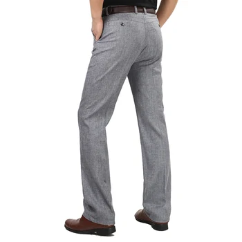 Yaz Erkek İş İnce Keten Pantolon 30-40 Büyük Boy Erkek Rahat Yüksek Kaliteli Ofis Elbise Nefes Baggy Resmi Uzun Pantolon
