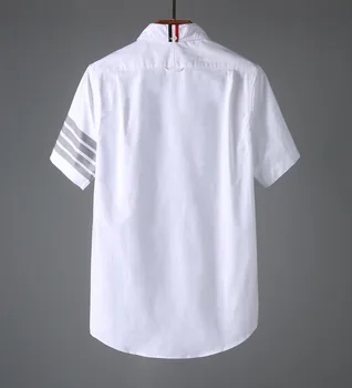 Yaz Erkek Kadın Gömlek Çizgili Pamuk Oxford Kısa Kollu Bluz Casual Kore Tasarım Günlük Giyim Yumuşak Yeni Üst Turn Down Col