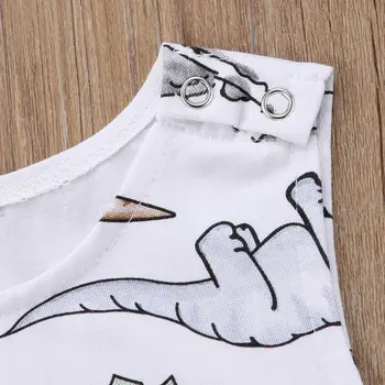 Yaz erkek Tulum Yenidoğan Erkek Bebek Kız pamuk kolsuz Tulum Dinozor Romper Giysileri Kıyafetler