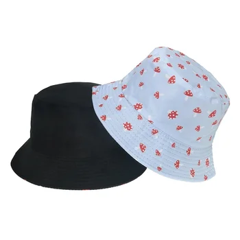 Yaz Kova Şapka Unisex Mantar Baskı Katlanabilir Balıkçı Şapka Kadın Yumuşak Plaj Güneş Balıkçı Kap Erkekler Moda Panama Kova Şapka
