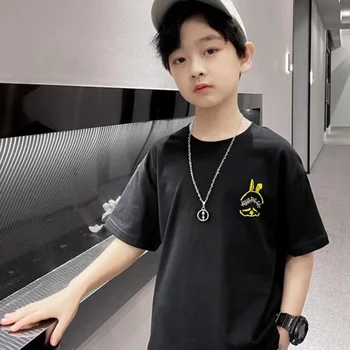 Yaz Yakışıklı Serin Çocuklar Çocuk Casual Tops Karikatür Desen Baskı Moda çocuk kısa kollu t-shirt Yürümeye Başlayan Tees Han Fan