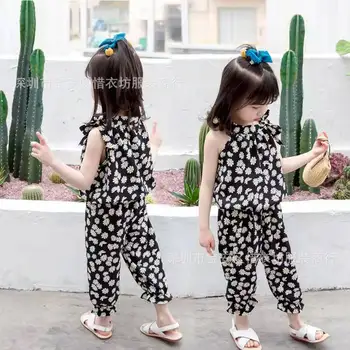 Yaz Çiçek İki parçalı Set Bebek Kız Giysileri Moda Giysileri Toddler Kız Giysileri Çocuk Giysileri Kız Kız Kıyafetler