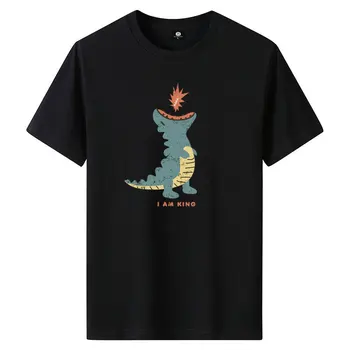 Yazlık t-shirt erkek 2022 Yeni Rahat Tarzı Gevşek Yarım kollu Üst T-shirt Erkekler Harajuku Baskılı Dinozor T - shirt Erkek Giyim