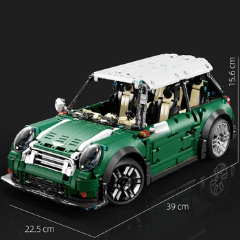 Yeni 1: 10 Teknik Spor Araba MİNİ Cooper Yapı Taşları Modeli MOC Şehir Uzaktan Kumanda Araba Tuğla Çocuk Oyuncakları doğum günü hediyesi Seti