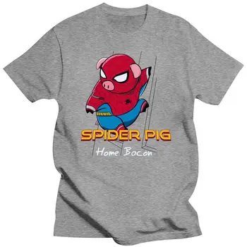 Yeni %100 % Pamuk %2021 Örümcek Domuz T-shirt erkek Kaliteli Kısa Kollu S-6XL T-shirt