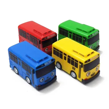 Yeni 4 renkler küçük otobüs oyuncak araba araba mini plastik geri çekin Tayo Gani Lani Rogi otobüs modeli çocuklar için noel hediyesi