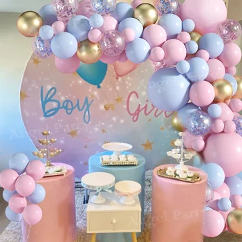 Yeni Altın Konfeti Macaron Mavi Pembe Pastel Balonlar Garland Kemer Oh Hoş Geldiniz Erkek Bebek veya Kız Cinsiyet Reveal Parti Dekorasyon Kiti