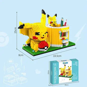 Yeni Anime Pokemon Aksiyon Figürleri Pikachu DIY kalemlik Serisi Yaratıcı Mini Blokları Çocuklar Komik Oyuncak Tuğla Oyuncak festivali Hediye