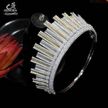 Yeni Barok Kristal Gelin Headdress Retro Avrupa Taç Güzellik Yarışmasında Taç ASNORA CZ Düğün Saç aksesuarları A01073