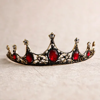 Yeni Barok Retro Siyah Kristal Tiaras Taçlar Prenses Kraliçe Pageant Balo Rhinestone Peçe Tiara Bantlar Düğün Saç Aksesuarı