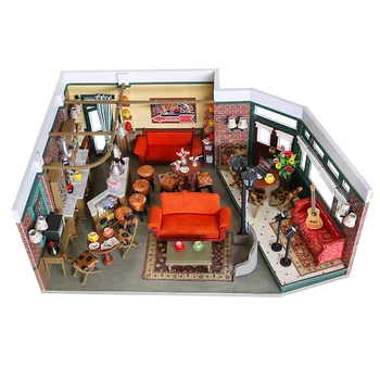 Yeni Bebek Evleri New York Kahve Dükkanı Minyatür Mobilya Takımı Dollhouse DIY Montaj Ahşap Oyuncaklar Yetişkin Kız için Hediye Casa