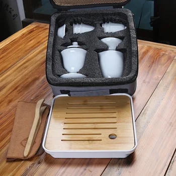 Yeni Drinkware Seti Çin Kung Fu Seyahat çay seti Seramik Taşınabilir Çay Fincanı Porselen Gaiwan Çay Kupa Çay Töreni Demlik
