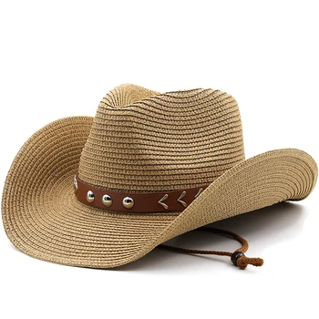 Yeni Erkek Kadın Yaz serin moda batı kovboy Hasır Şapka Panamas UV Koruma Güneşlik Sahil plaj şapkası Gelgit yazlık şapkalar