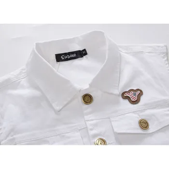 Yeni erkek kot Yelek Erkek Kolsuz Ceket 4XL Retro Delik Yıkanmış Beyaz Rahat Kovboy Yelek Erkek Giyim MF806