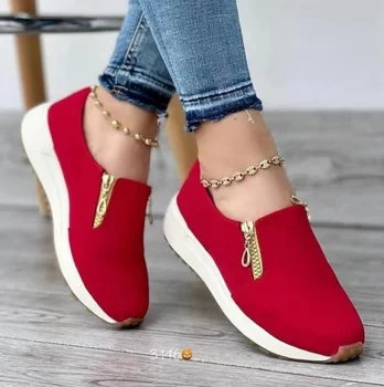 Yeni gündelik kadın ayakkabısı Moda Düz Renk Platformu Kenevir Halat Flats Hafif Rahat Yan Zip Loafer'lar Zapatillas Mujer
