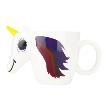 Yeni karikatür Unicorn kupa seramik renk değiştirme fincan orijinal 3D ısı duyarlı sihirli kahve kupalar Unicorn renk değişikliği bardak