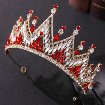 Yeni Kristal Headdress Düğün Aksesuarları Gelin Taç Avrupa ve Amerikan High-end Barok Prenses Taç Mücevher Kafa Bandı 2021