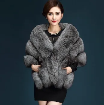 Yeni kış ceket deluxe faux fox vizon kürk pelerin deluxe düğün elbisesi pelerin pelerin yelek kadın ceket