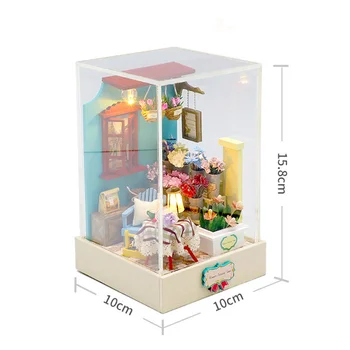 Yeni Mini DİY Minyatür Kiti DollHouses Modeli Çiçek Roombox Ahşap Dollhouse Mobilya Aksesuarları Oyuncaklar Çocuk Hediyeler İçin