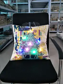 Yeni Noel serisi Yaratıcı Karikatür desen led ışık serisi Keten minder örtüsü Ev Dekoratif bel yastığı Kılıfı Kanepe Sandalye