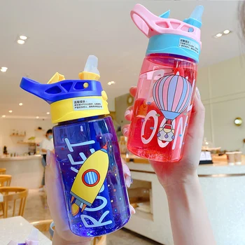 Yeni Plastik Su Şişesi Saman Karikatür Sevimli Ördek Gagası damlatmaz bardak Çocuklar Anaokulu sızdırmaz Anti güz Su Şişesi BPA ücretsiz