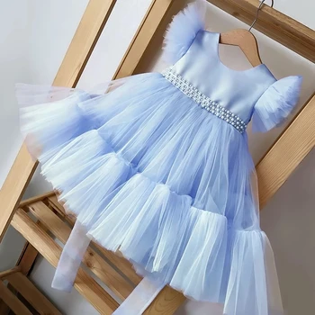 Yeni Prenses Parti Tutu Çiçek Kız Elbise 1 2 3 4 5 Yıl Doğum Günü Çocuk Giysileri Noel Doğum Günü Düğün Bebek Vaftiz Kostüm