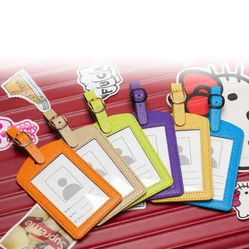 Yeni PU Deri Bavul Bagaj Etiketi Etiket Çanta Kolye Çanta Taşınabilir Seyahat Aksesuarları Adı KIMLIK Adres Etiketleri Fotoğraf bit