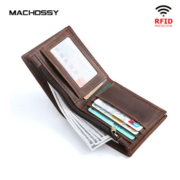Yeni RFID Koruma Hakiki deri cüzdan Erkekler Kısa bozuk para cüzdanı kart tutucu Çanta Mat Deri Erkek Cüzdan Fermuarlı Cebi