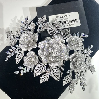 Yeni Rhinestone Zirkon Custom Made Gümüş / Altın Tiara Çiçekler Hairband Kraliyet Gelin Düğün Soyunma Taç Aksesuar Kadınlar Takı