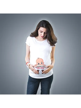 Yeni Sevimli Hamile hamile kıyafetleri Rahat Gebelik T ShirtsBaby Baskı Komik Hamile Kadınlar Yaz Tees Hamile Üstleri